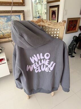 Wilo Wellness Club Gray Hoodie with Pink Graphic